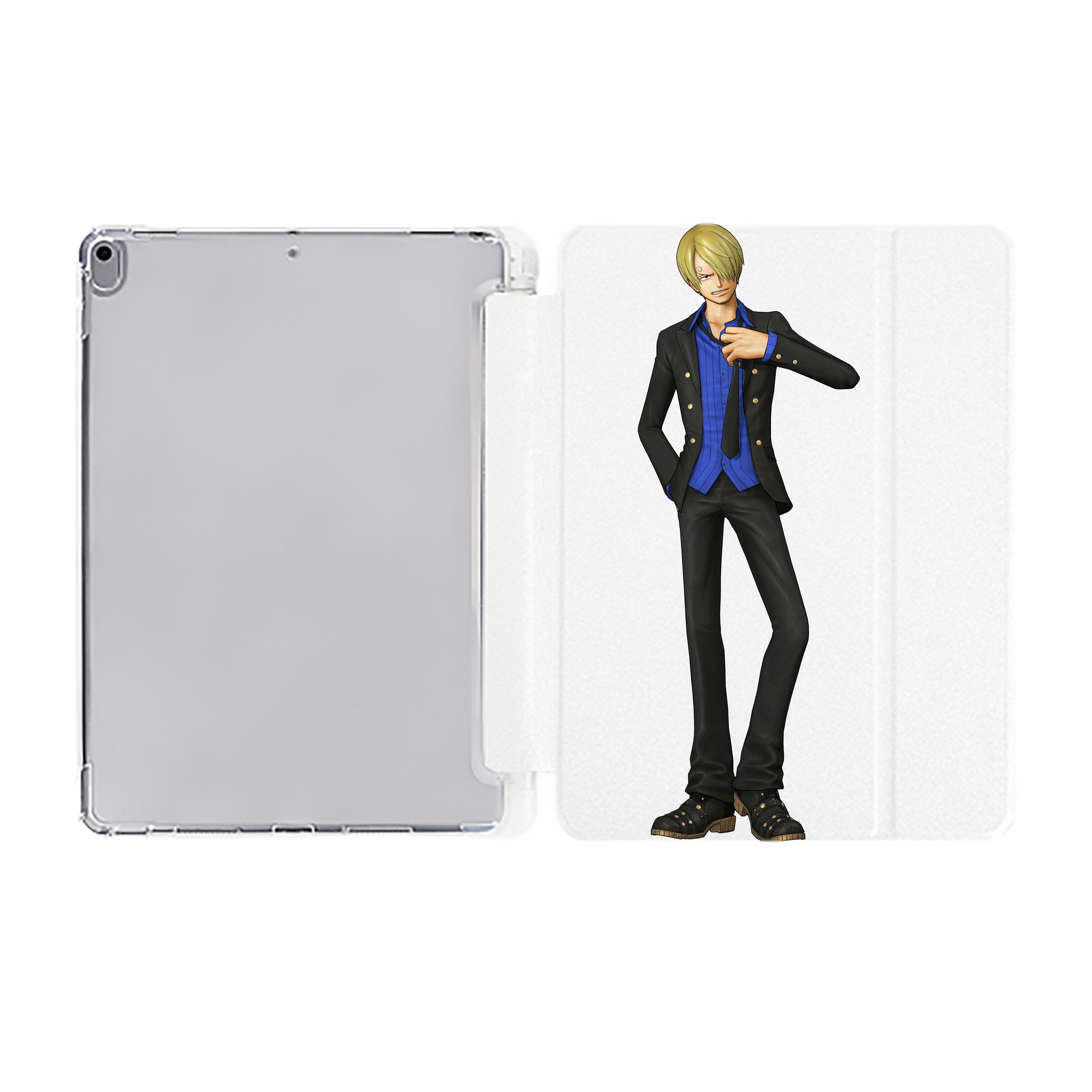 （画像用） ワンピース サンジ ONE PIECE Sanji IPad ケース ペン収納付き 三つ折りスタンド PUレザー×シリコン 対応機種9.5/10.5/10.9インチ